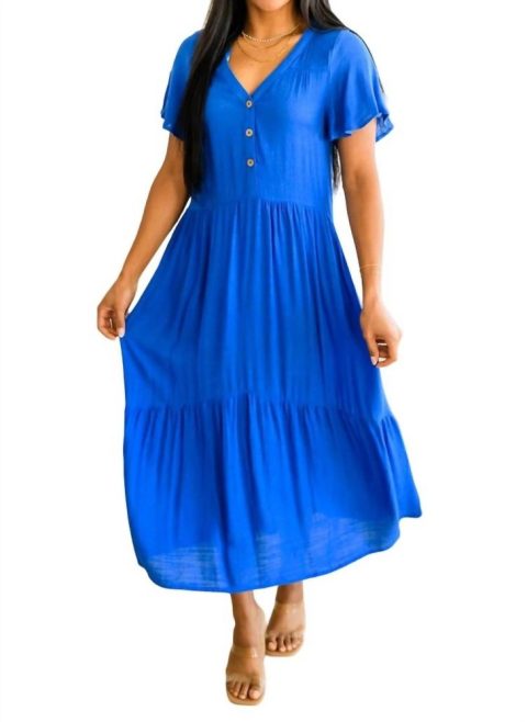 Drift Away Tiered Midi Dress In Royal Blue 7733778612284