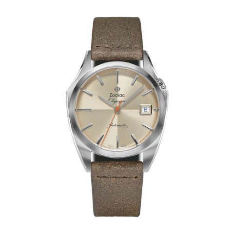 Zodiac Men’s Dress Olympos Automatic Leather Watch