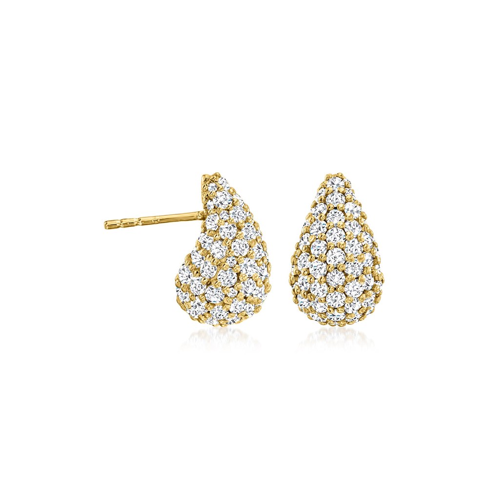 Ross-Simons White Topaz Teardrop Earrings in 18kt Gold Over Sterling