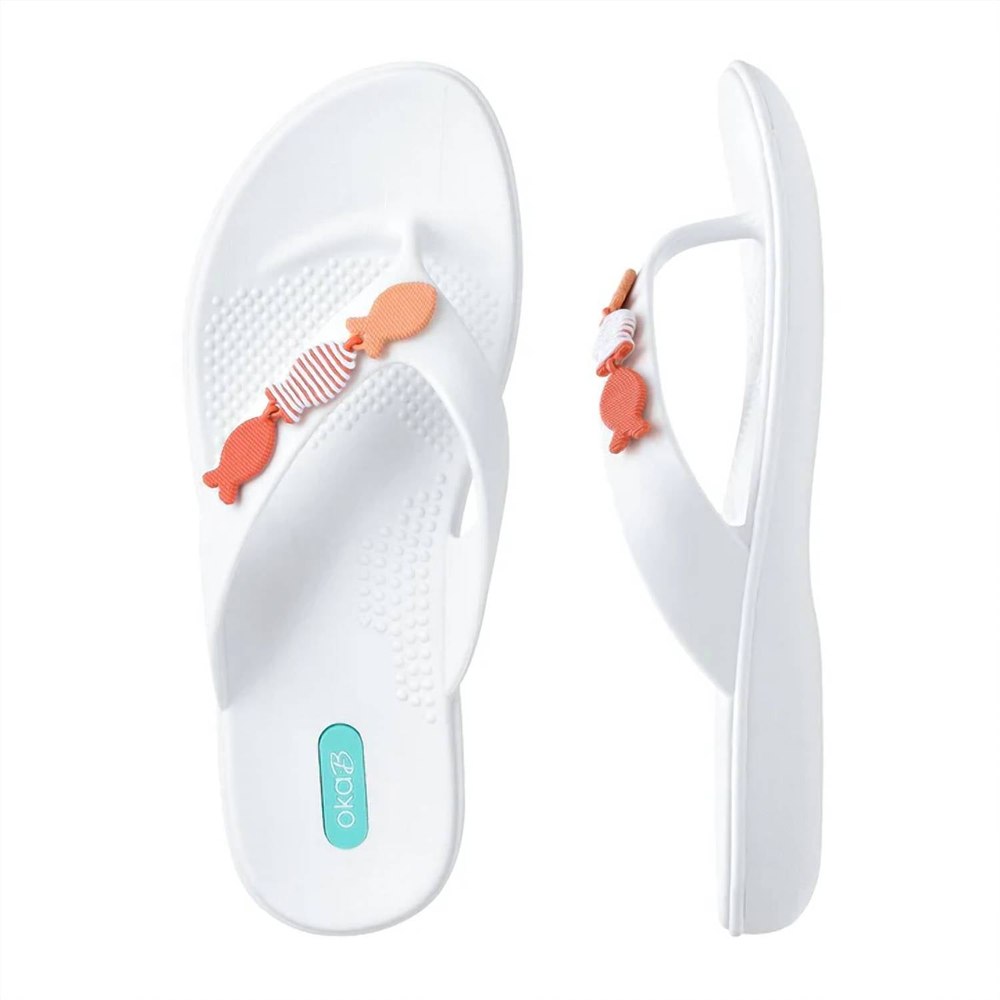 Women Bodie Flip Flops In Salt/guava 7733788016700