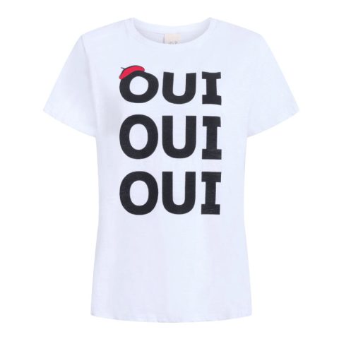 Cinq a Sept Women’s Oui Oui Oui Shrunken Tee, White