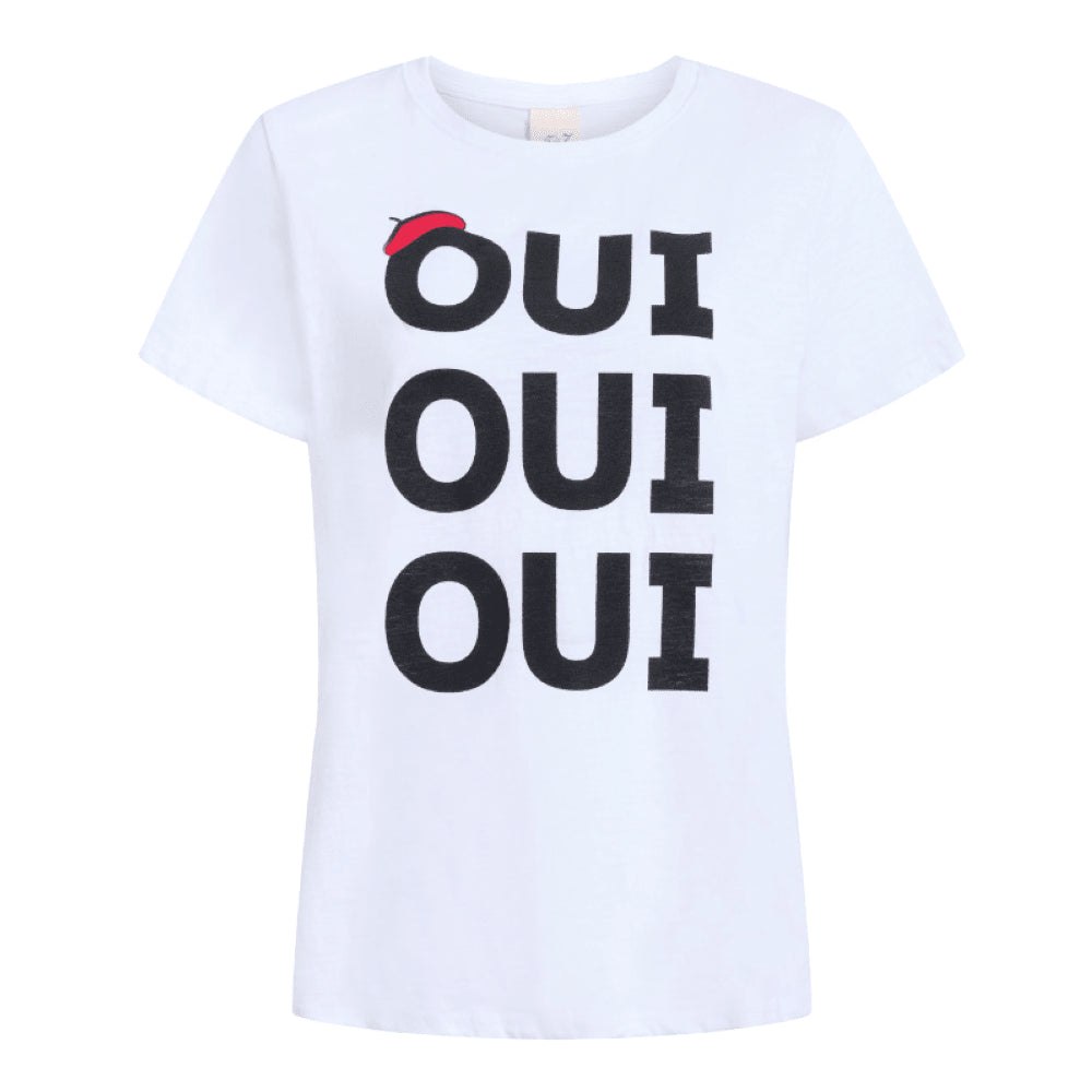 Cinq a Sept Women’s Oui Oui Oui Shrunken Tee, White