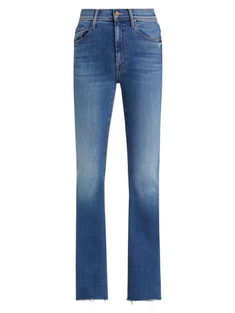 MOTHER Women’s The Cruiser Sneak Fray Jeans, Hike Hike Baby