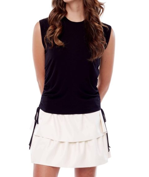 Madison Ivy Drawstring Sleeveless Top In Black