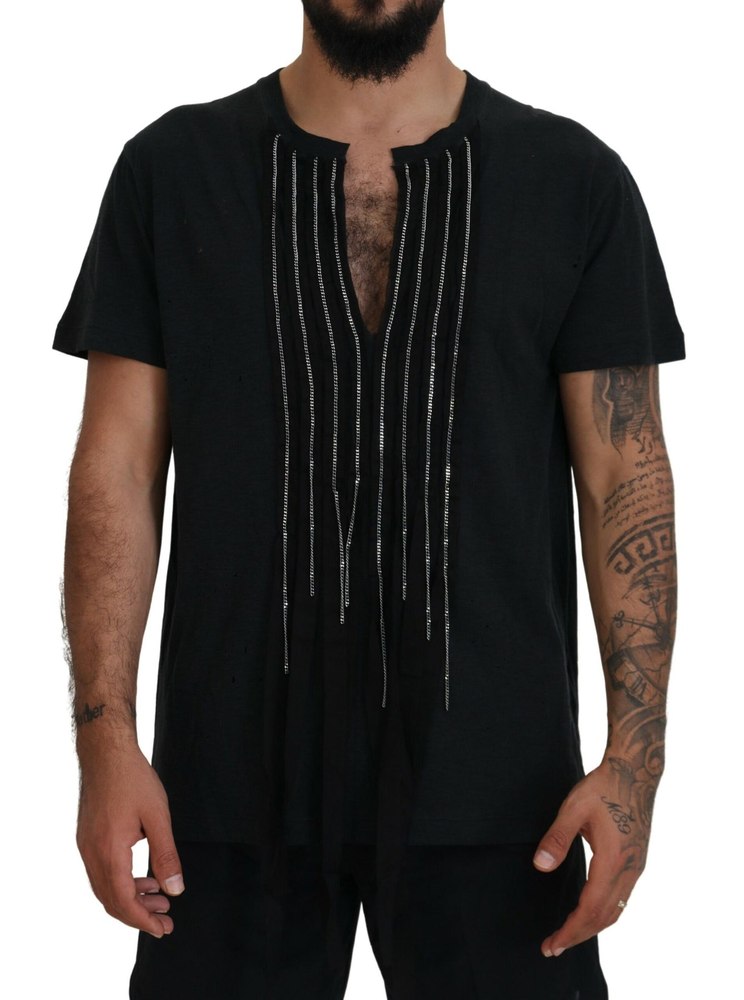 Dsqua² Chain Embellished Cotton Short Sleeve Men’s T-shirt