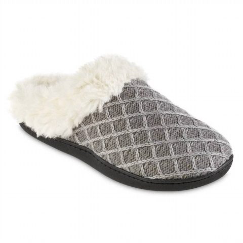 Women’s Diamond Sweater Knit Hoodback Slipper In Light Gray 7733789458492