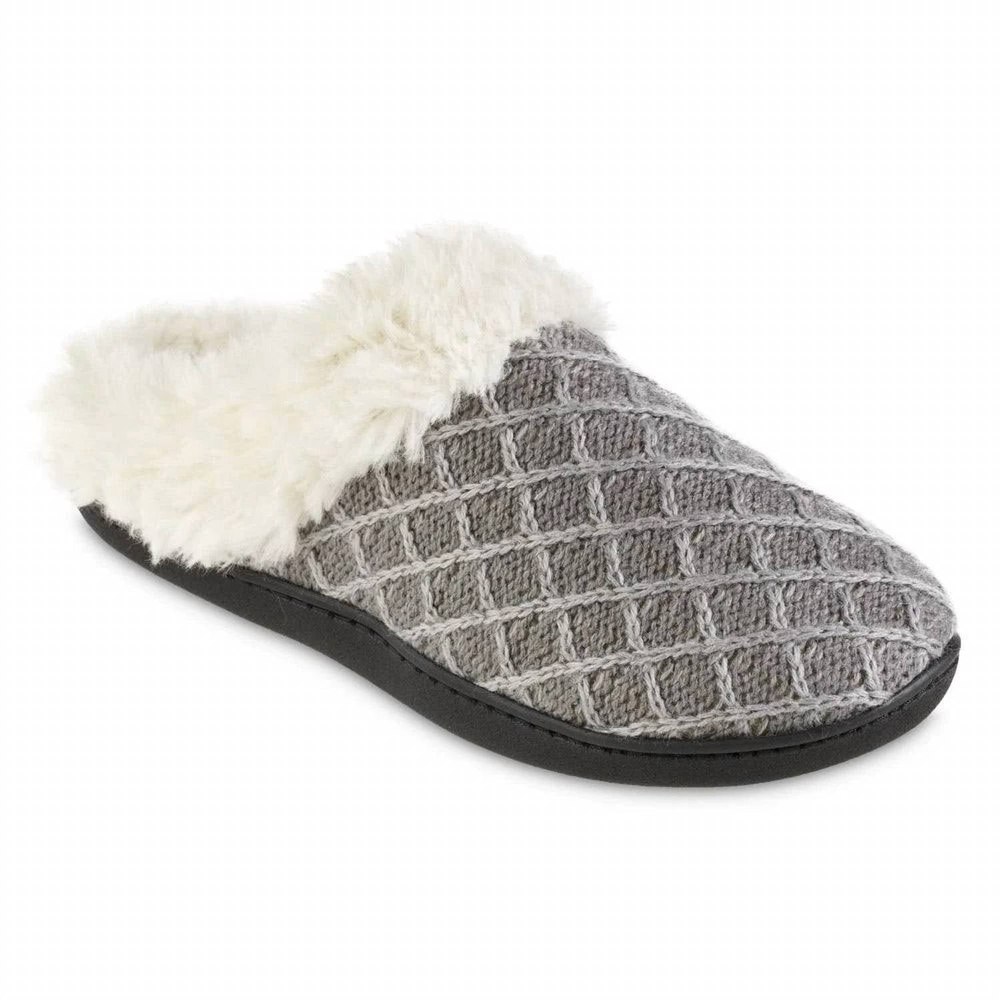 Women’s Diamond Sweater Knit Hoodback Slipper In Light Gray 7733789458492