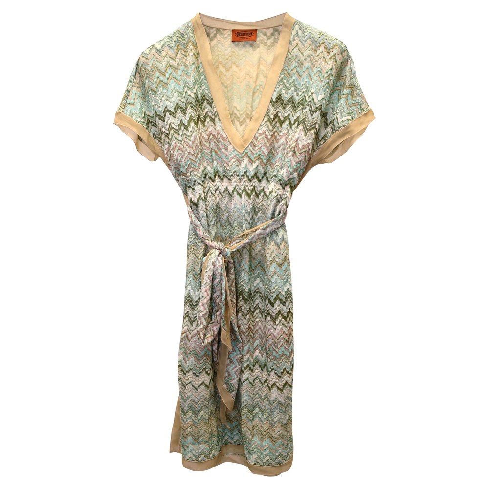 Missoni Belted V-neck Dress in Blue Viscose 7733790670908