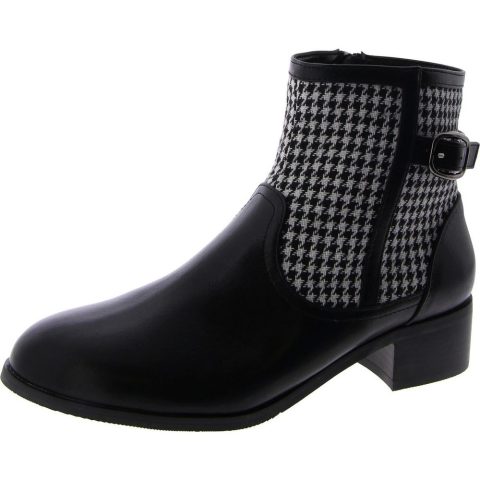 Millie Faux Leather Block Heel Ankle Boots