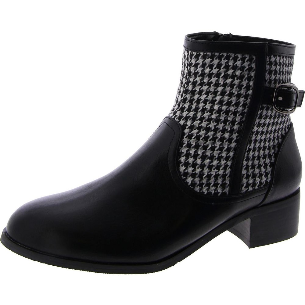 Millie Faux Leather Block Heel Ankle Boots