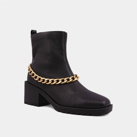 Women’s Yenni Combat Boot With Chain In Black