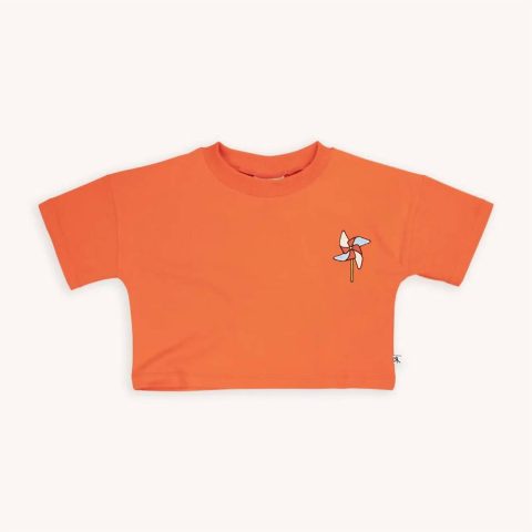 Girl’s Cropped Shirt In Orange 7733793194044