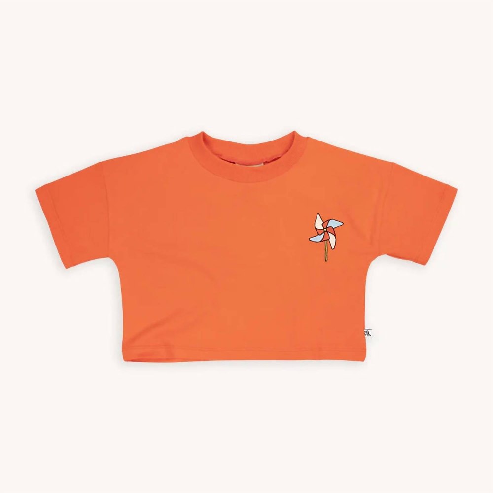 Girl’s Cropped Shirt In Orange 7733793194044