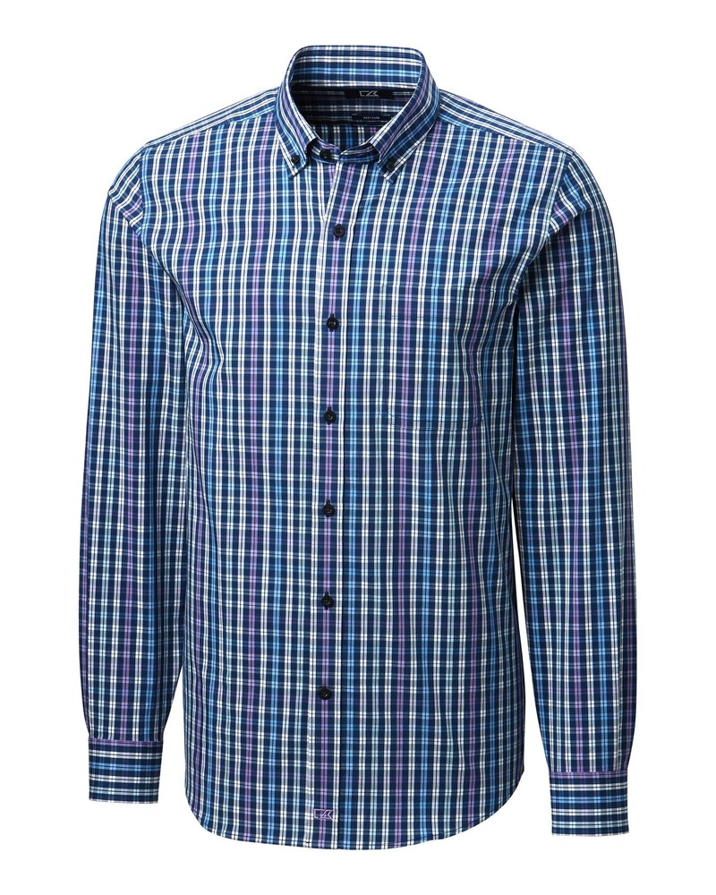 Cutter & Buck Anchor Double Check Plaid Mens Tailored Fit Shirt