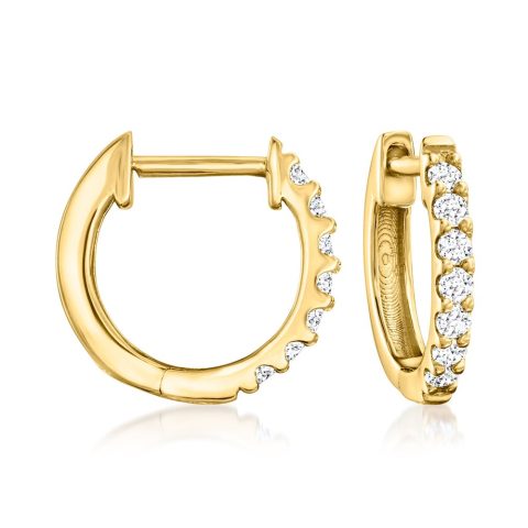 Ross-Simons Lab-Grown Diamond Hoop Earrings in 18kt Gold Over Sterling