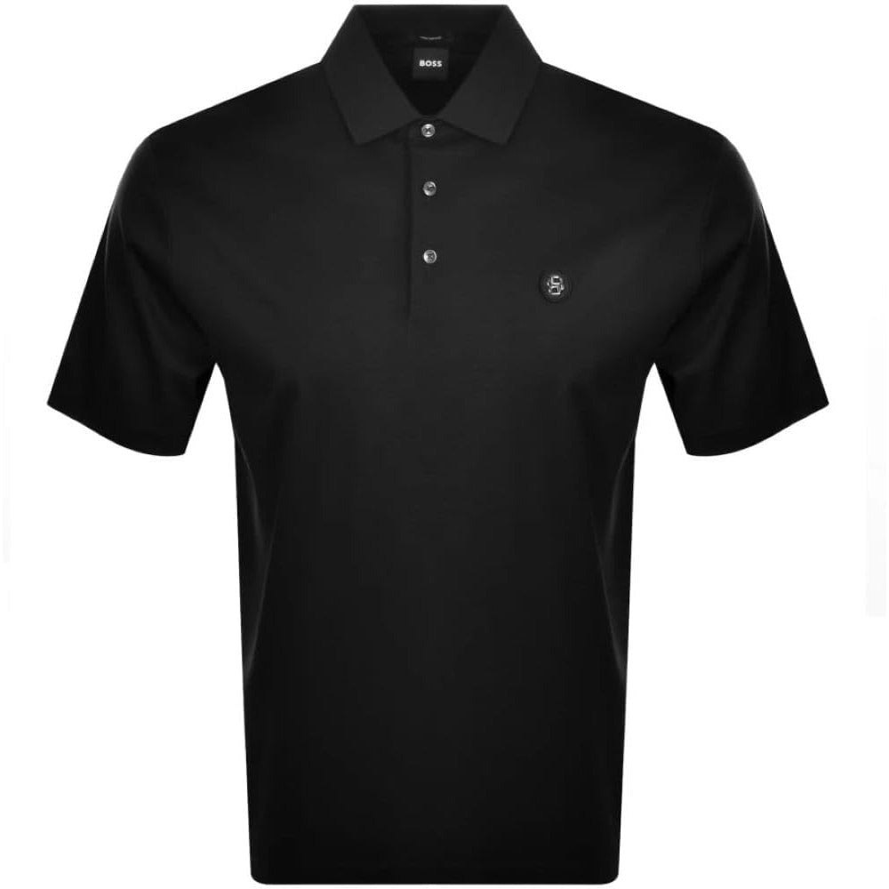 Hugo Boss Men’s Parris 01 Metal Logo Polo Shirt, Black