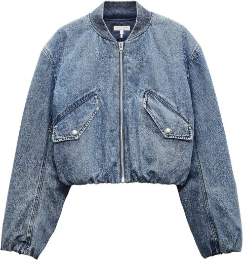 rag & bone Women’s Maggie Cropped Denim Bomber Jacket, Amara