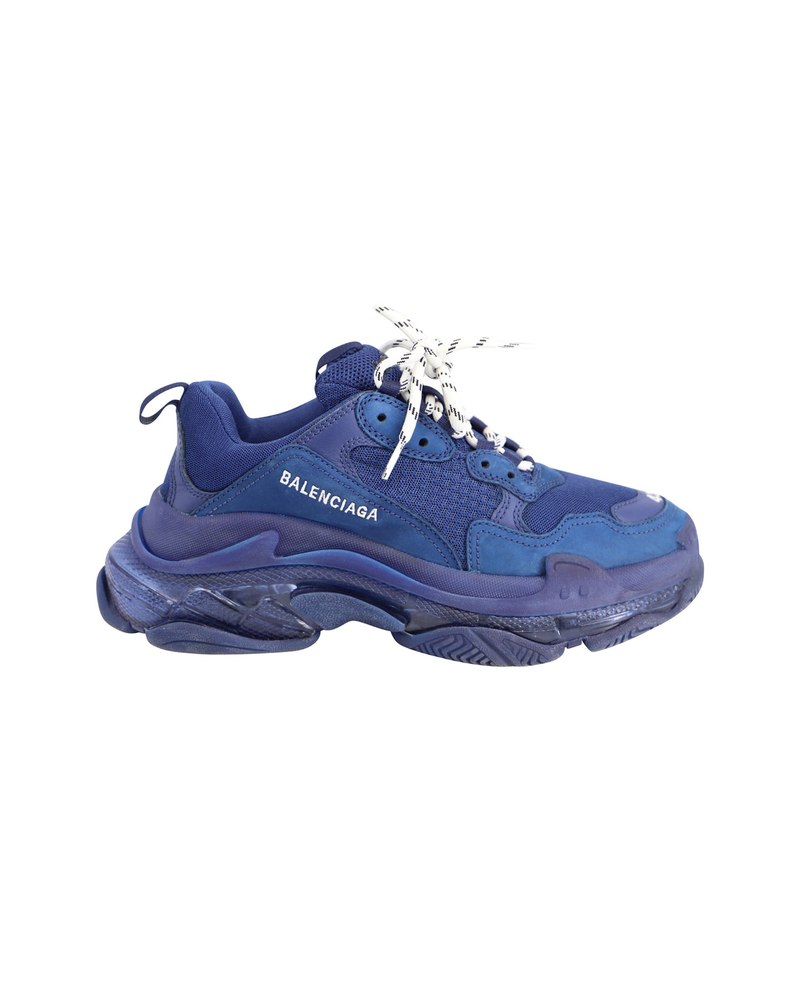 Balenciaga Triple S Sneakers in Navy Polyurethane 7733782708284