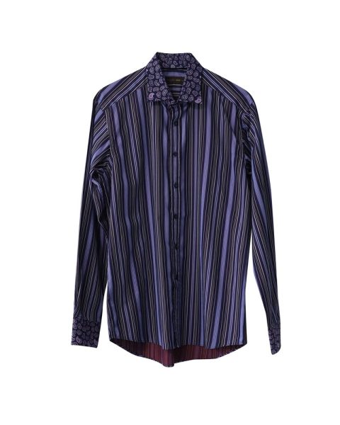 Etro Paisley and Stripe Print Shirt in Purple Cotton