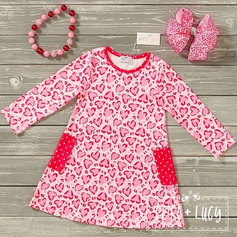 Lovely Leopard Girl Dress- Long Sleeve In Leopard Print