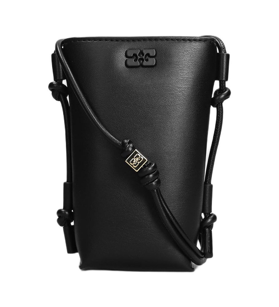 Ganni Women’s Leather Bou Phone Crossbody Bag, Black