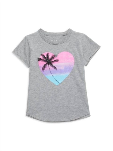 Girl’s Sunset Tree In Heart Tee In Gray