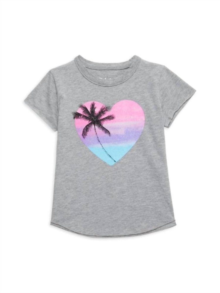 Girl’s Sunset Tree In Heart Tee In Gray