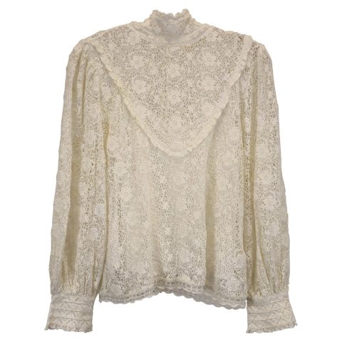 LoveShackFancy Vintage High Neck Top in White Cotton Lace 7733803614268