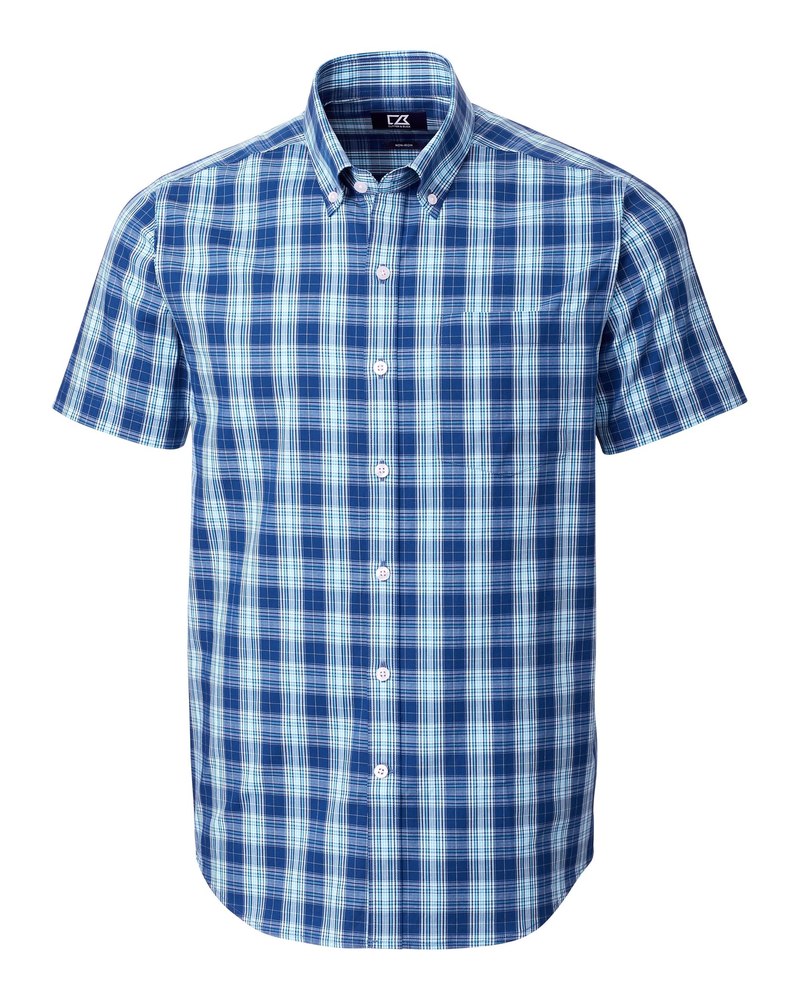 Cutter & Buck Mens Big & Tall Strive Shadow Plaid Short Sleeve Shirt