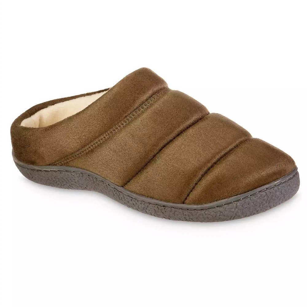 Men’s Microsuede Puffer Clog Slipper In Olive 7733805547580