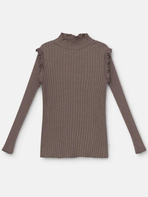 Kids Elise Ruffle Top In Camel