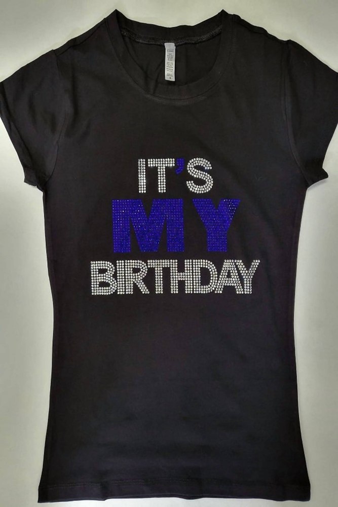 Women’s It’s My Birthday Tee In Black/blue
