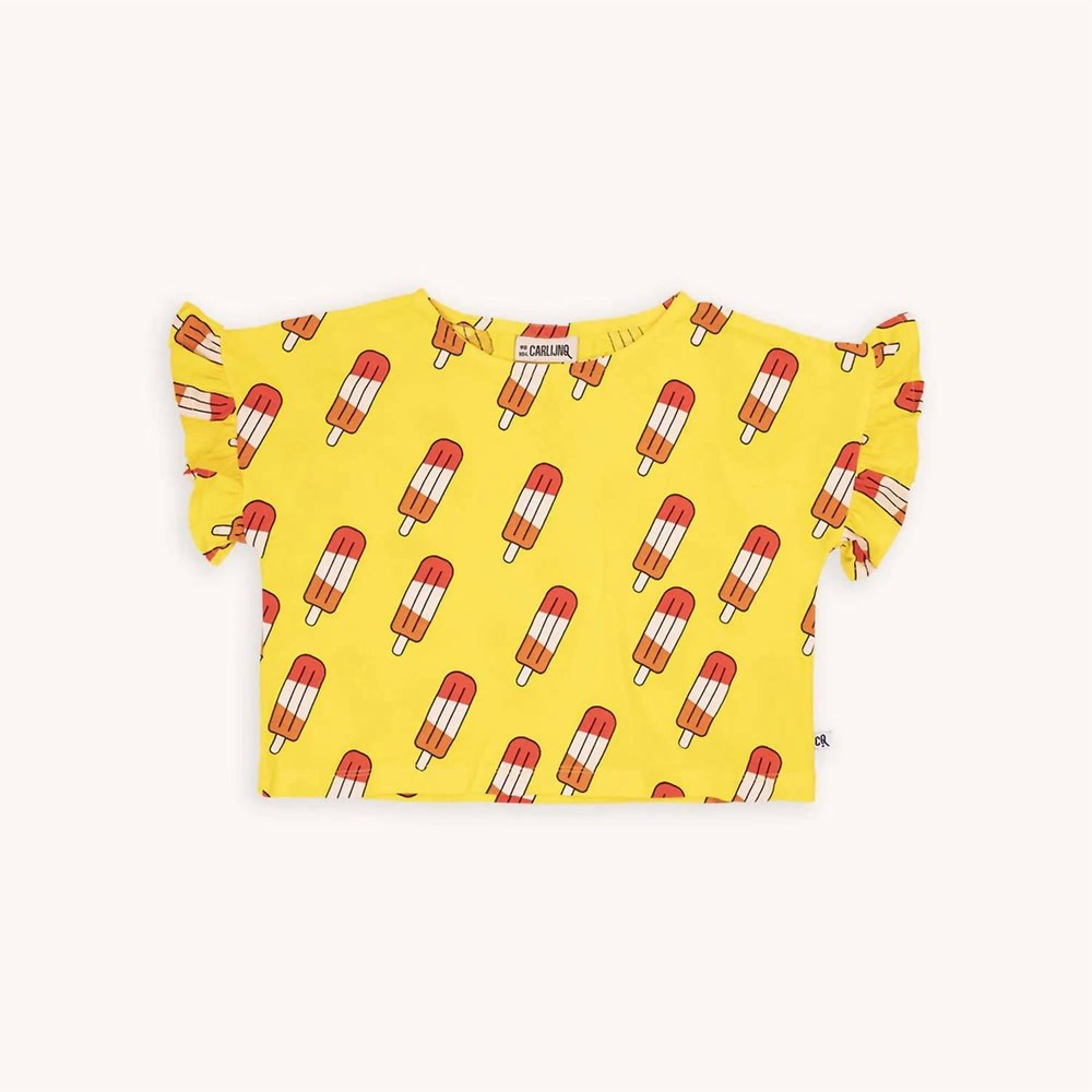 Girl’s Frilled Shirt In Yellow 7733809086524