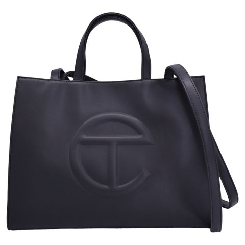 Telfar Medium Black Shopping Bag in Black Polyurethane
