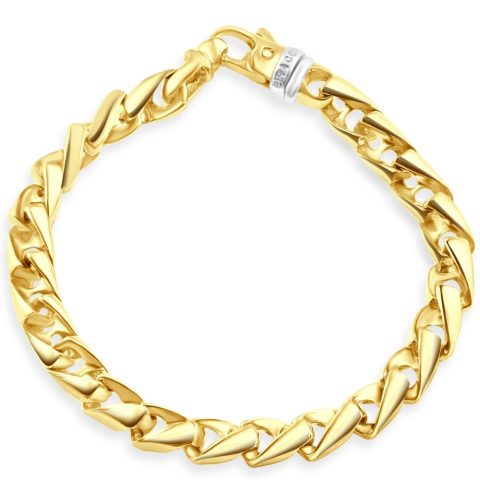 Men’s Twist Designed 14k Gold (55g) or Platinum (89g) 7mm Link Bracelet 8.5 7733813739580