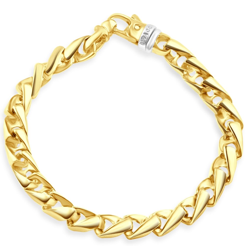 Men’s Twist Designed 14k Gold (55g) or Platinum (89g) 7mm Link Bracelet 8.5 7733813739580