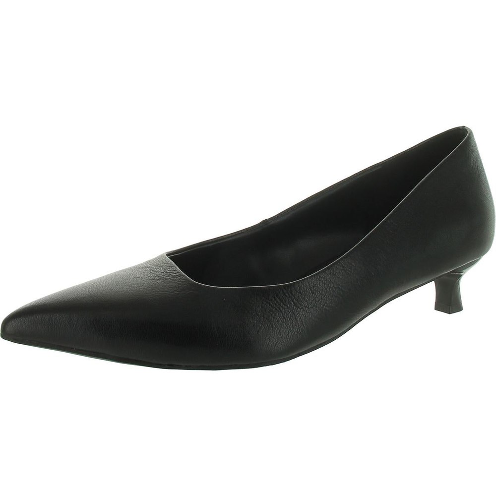 Natalia Leather Pointed Toe Kitten Heels