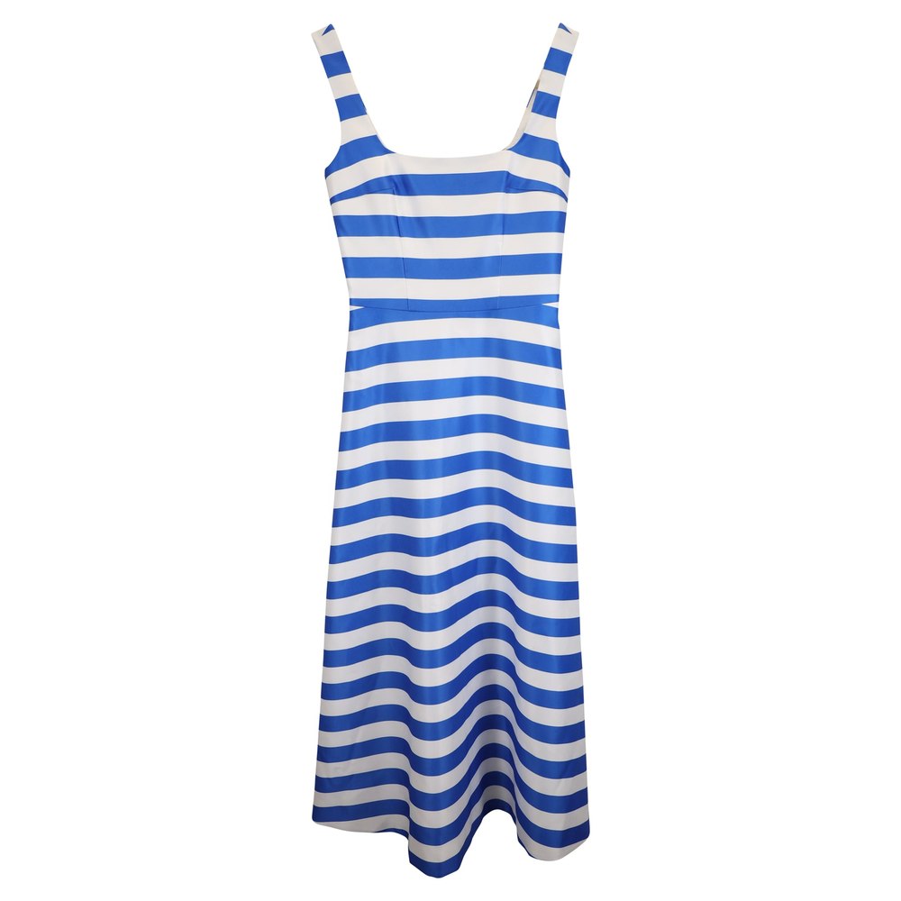 Emilia Wickstead Midi Shiloh Stripe Dress in Blue Polyester