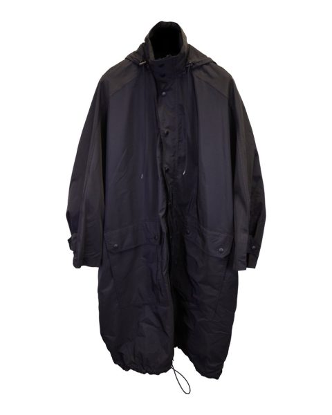Balenciaga Button Front Hooded Oversized Jacket in Black Polyester 7733824880700