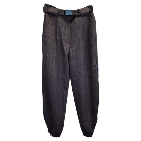 Brunello Cucinelli Pinstripe Trousers in Grey Wool 7733817933884