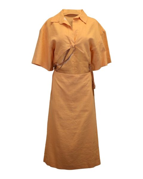 Christopher Esber Beaded Midi Shirt Dress in Orange Viscose