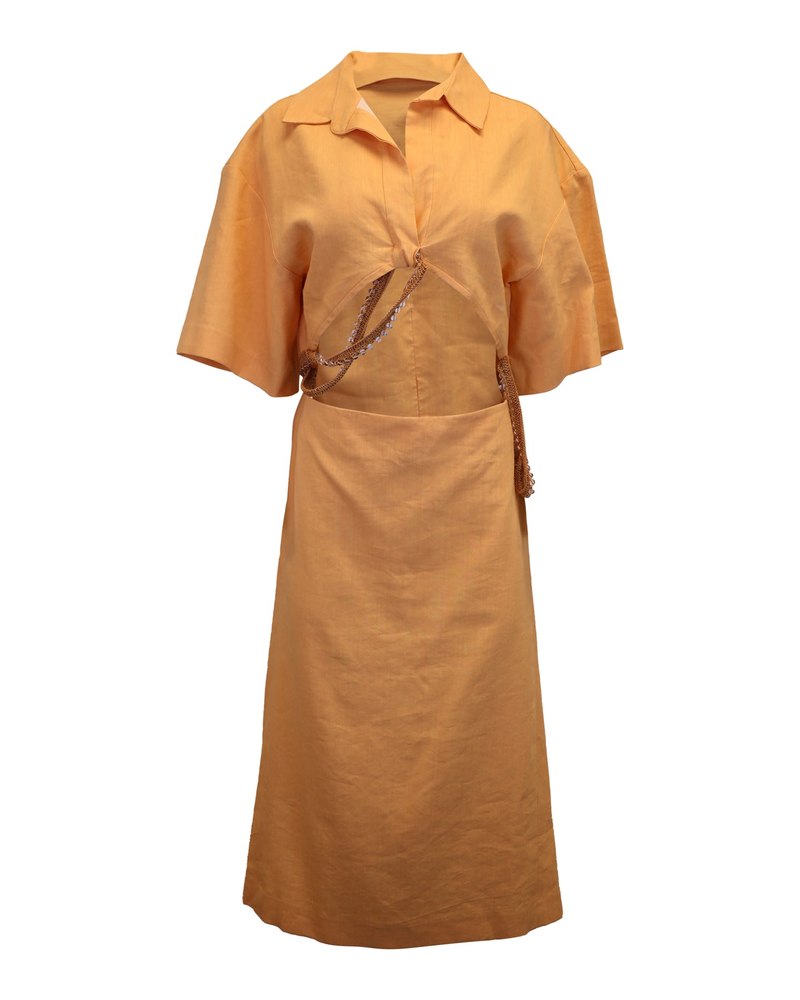 Christopher Esber Beaded Midi Shirt Dress in Orange Viscose