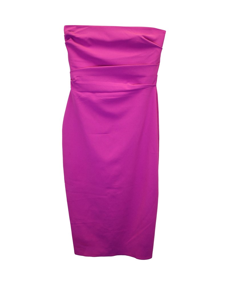Alex Perry Dylan Ruched Strapless Dress in Pink Triacetate
