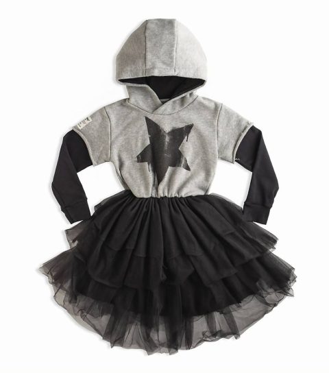 Girls Hooded Magic Dress In Grey