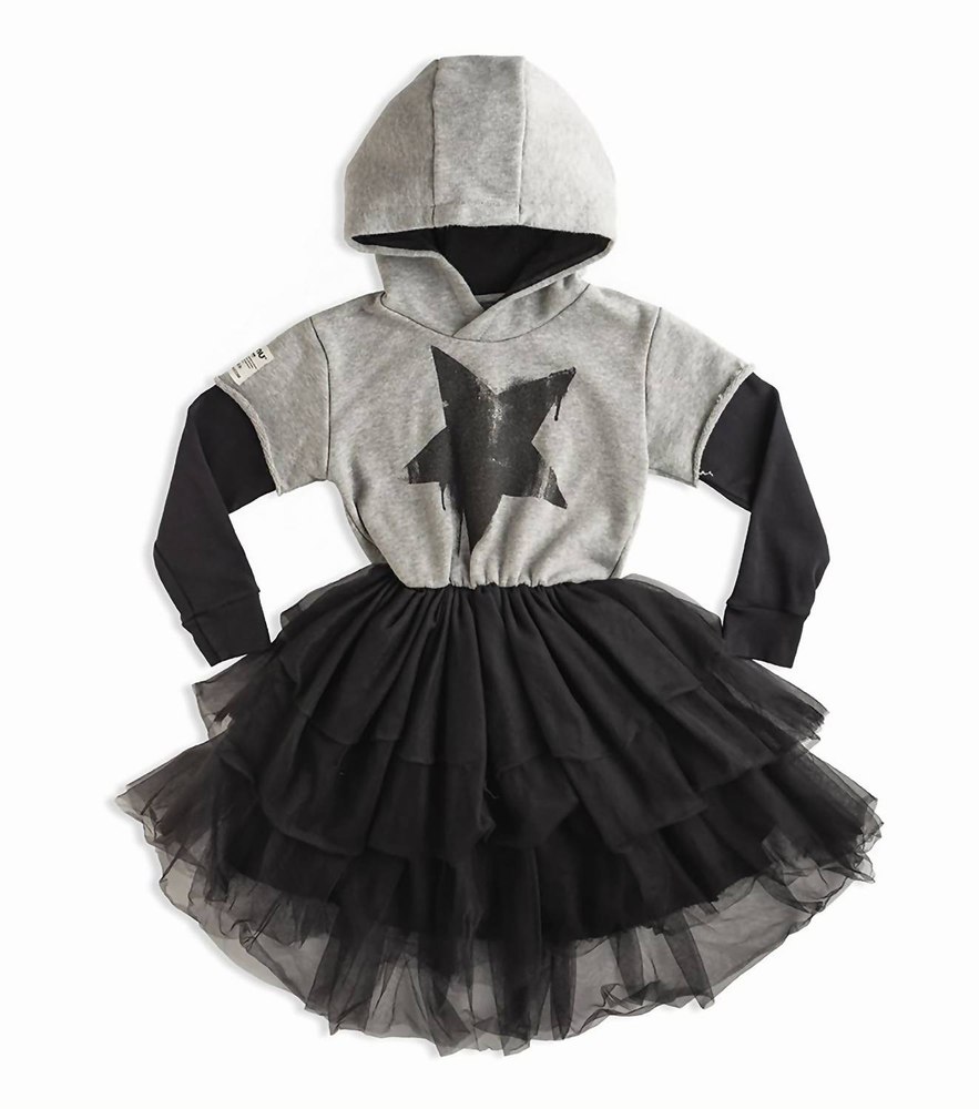 Girls Hooded Magic Dress In Grey
