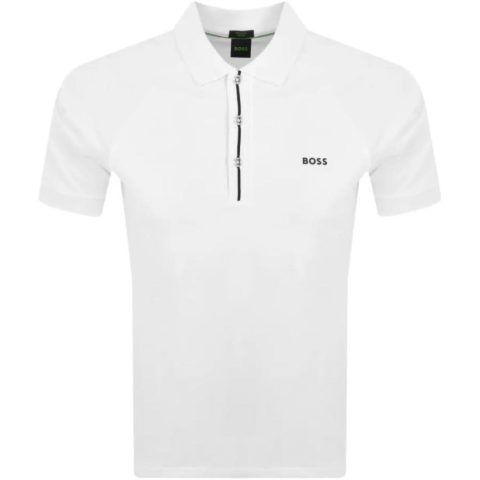 Hugo Boss Men’s Paddy 2 Short Sleeve Stripe Placket Polo, White