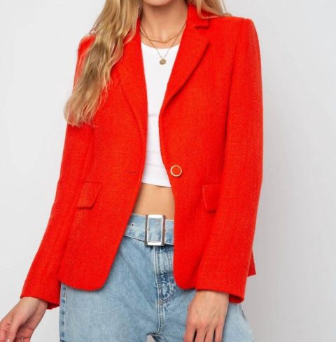 Women’s Simone Tweed Blazer In Coral