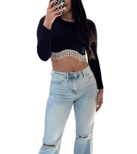 Dripping In Diamonds Top In Black