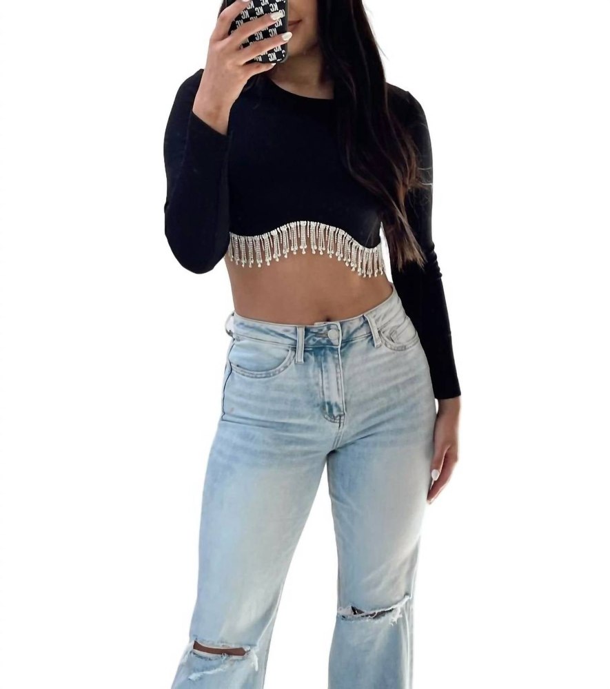 Dripping In Diamonds Top In Black