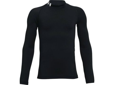 Boys’ Coldgear Armour Mock Long Sleeve Shirt In Black/white 7733830287420